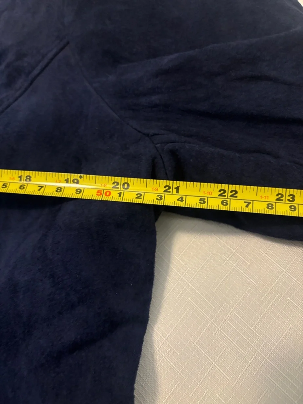 Isaac Mizrahi Navy Suede Leather Floral Lined Moto Jacket Silver Accents NWT - Picture 5 of 11